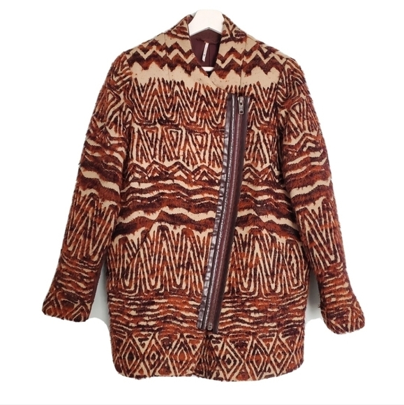 Free People Faux Fur Patterned Coat - Picture 2 of 6